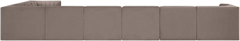 Talia Taupe Velvet Performance Fabric Upholstered Sectional, 8-Piece (Style 3)