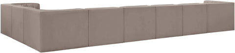 Talia Taupe Velvet Performance Fabric Upholstered Sectional, 8-Piece (Style 3)