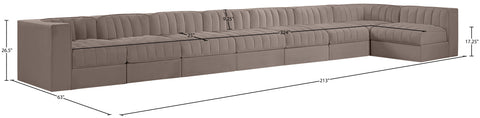Talia Taupe Velvet Performance Fabric Upholstered Sectional, 8-Piece (Style 4)