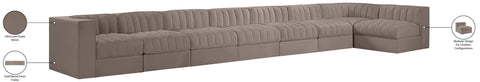 Talia Taupe Velvet Performance Fabric Upholstered Sectional, 8-Piece (Style 4)