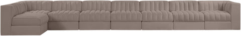 Talia Taupe Velvet Performance Fabric Upholstered Sectional, 8-Piece (Style 4)