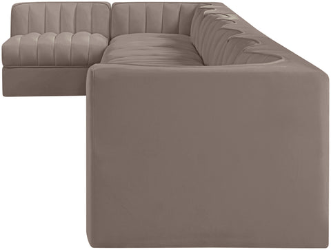 Talia Taupe Velvet Performance Fabric Upholstered Sectional, 8-Piece (Style 4)