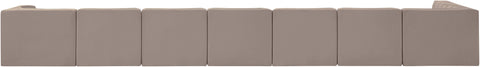 Talia Taupe Velvet Performance Fabric Upholstered Sectional, 8-Piece (Style 4)