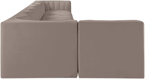 Talia Taupe Velvet Performance Fabric Upholstered Sectional, 8-Piece (Style 4)