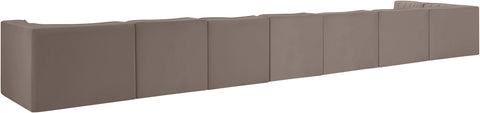 Talia Taupe Velvet Performance Fabric Upholstered Sectional, 8-Piece (Style 4)