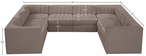 Talia Taupe Velvet Performance Fabric Upholstered Sectional