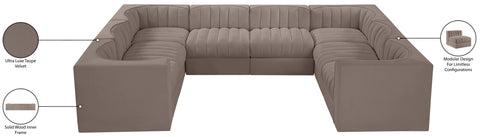 Talia Taupe Velvet Performance Fabric Upholstered Sectional