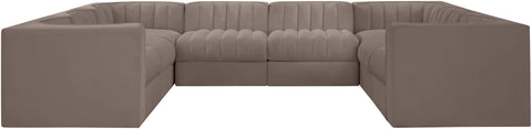 Talia Taupe Velvet Performance Fabric Upholstered Sectional