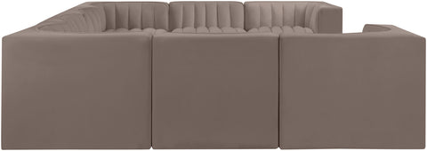 Talia Taupe Velvet Performance Fabric Upholstered Sectional