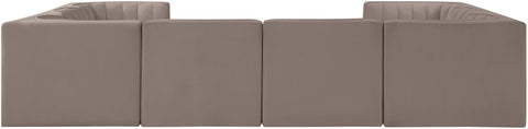 Talia Taupe Velvet Performance Fabric Upholstered Sectional