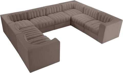 Talia Taupe Velvet Performance Fabric Upholstered Sectional
