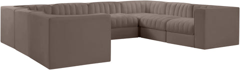 Talia Taupe Velvet Performance Fabric Upholstered Sectional