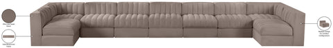 Talia Taupe Velvet Performance Fabric Upholstered Sectional, 9-Piece