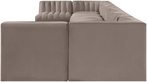 Talia Taupe Velvet Performance Fabric Upholstered Sectional, 9-Piece
