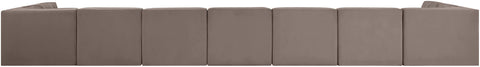 Talia Taupe Velvet Performance Fabric Upholstered Sectional, 9-Piece