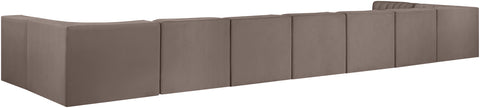 Talia Taupe Velvet Performance Fabric Upholstered Sectional, 9-Piece