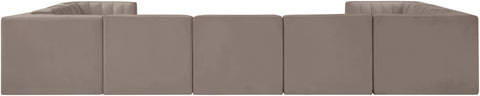 Talia Taupe Velvet Performance Fabric Upholstered Sectional, 9-Piece (Style 2)