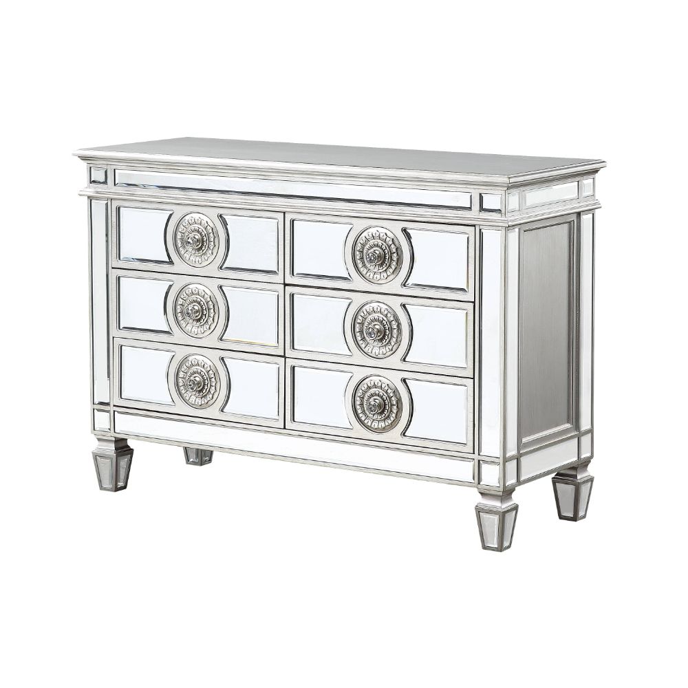 applewood server, mirrored & antique platinum finish