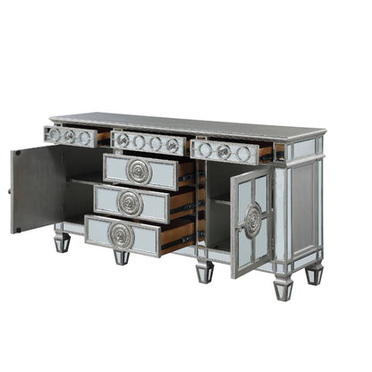 Applewood Server, Mirrored & Antique Platinum Finish