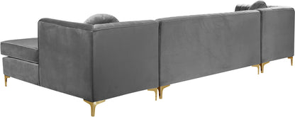 Hautely Grey Velvet 3pc. Sectional Sectional