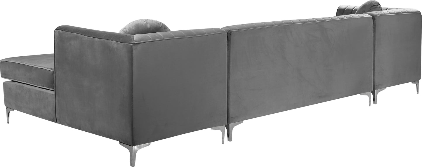 hautely grey velvet 3pc. sectional sectional