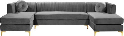 Hautely Grey Velvet 3pc. Sectional Sectional