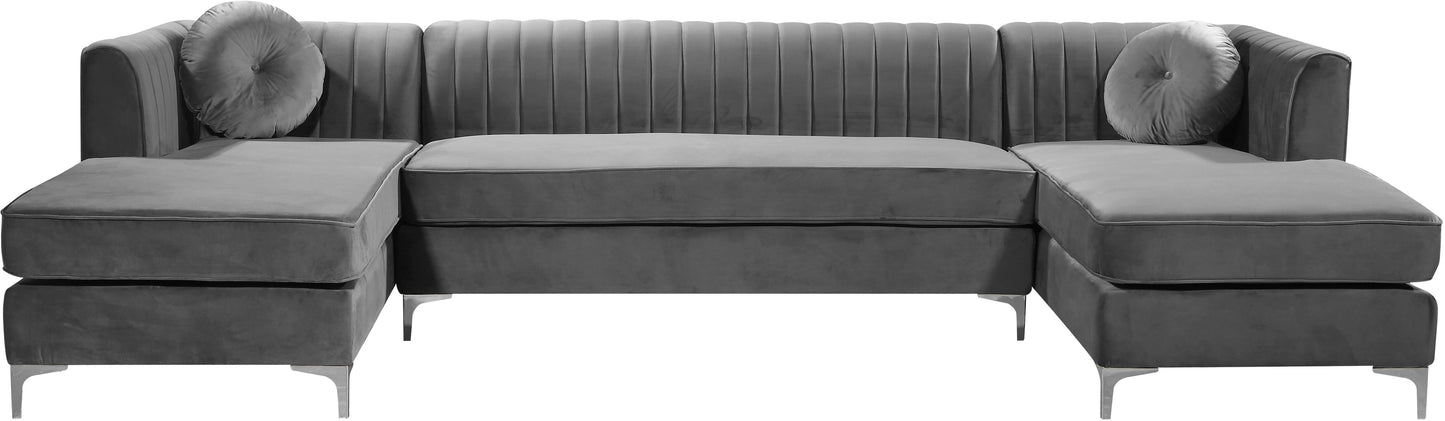 hautely grey velvet 3pc. sectional sectional