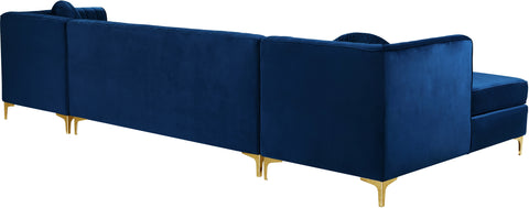 Hautely Navy Velvet 3pc. Sectional Sectional