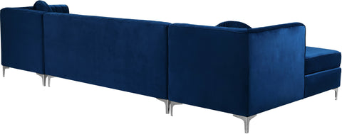Hautely Navy Velvet 3pc. Sectional Sectional