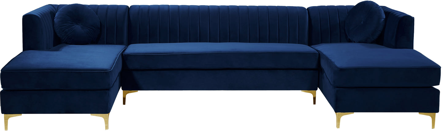 hautely navy velvet 3pc. sectional sectional