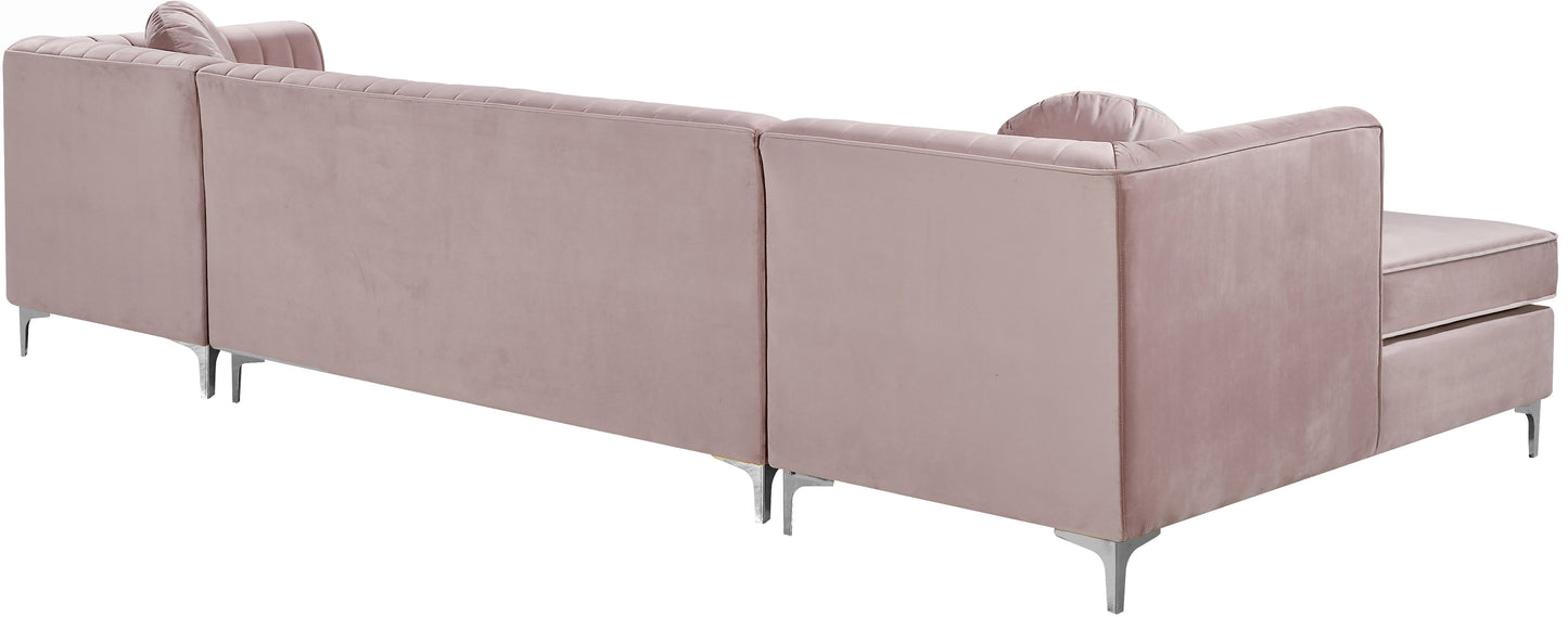 hautely pink velvet 3pc. sectional sectional