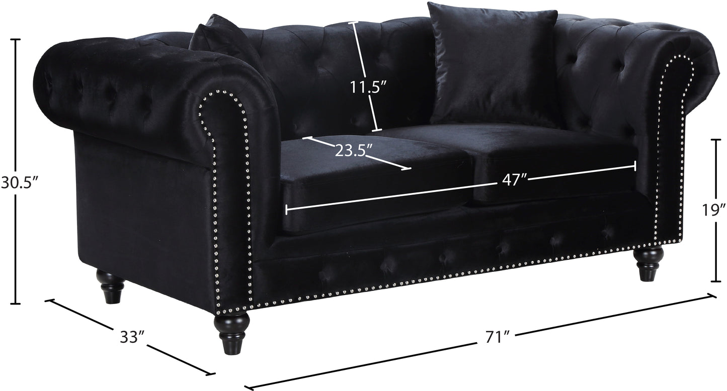 blake black velvet loveseat l