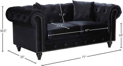 Blake Black Velvet Loveseat L