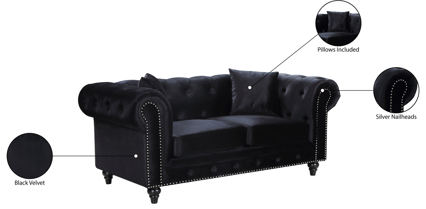 blake black velvet loveseat l