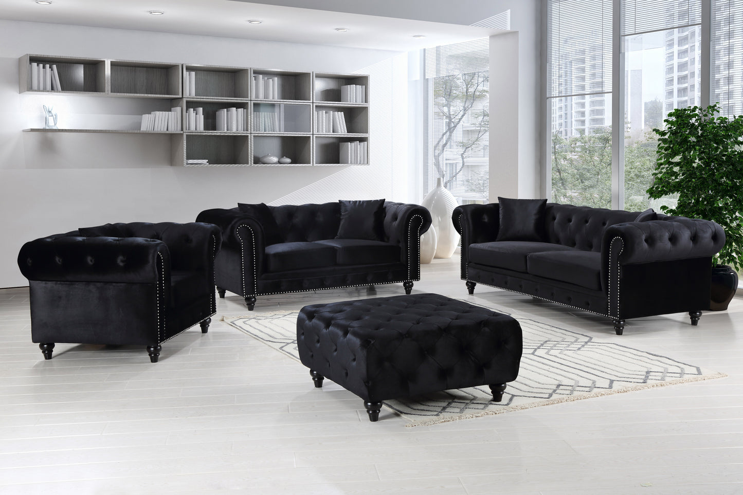 blake black velvet loveseat l