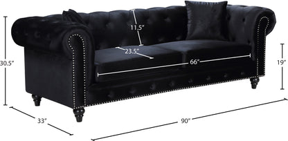 Blake Black Velvet Sofa S