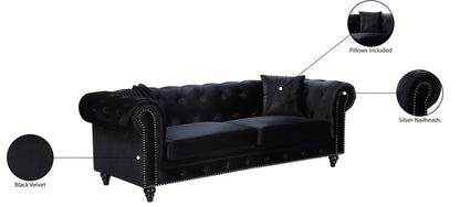 Blake Black Velvet Sofa S