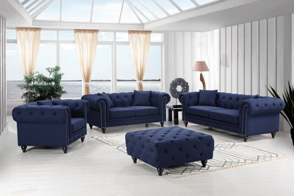 Blake Navy Linen Textured Loveseat L