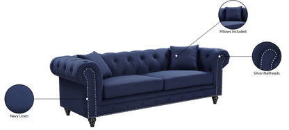 Blake Navy Linen Textured Sofa S