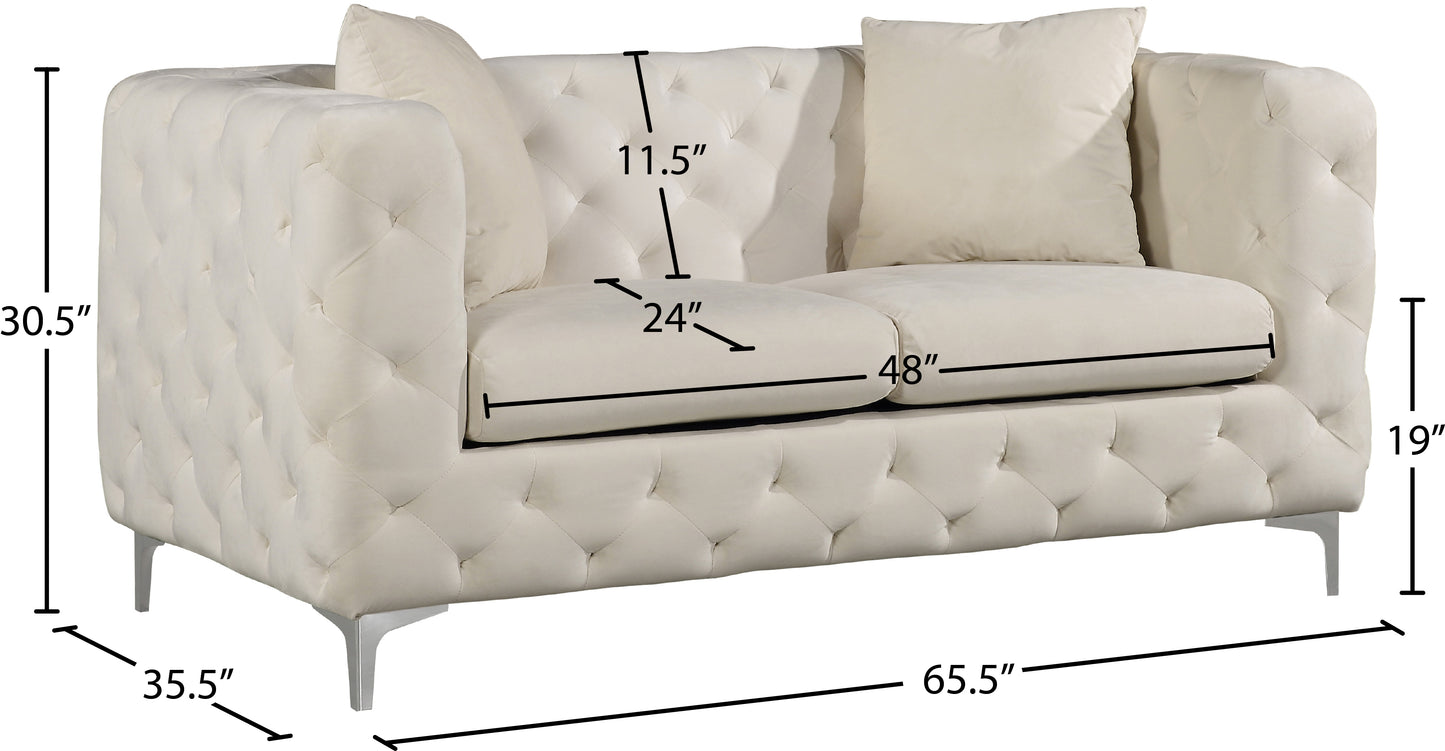 wayne cream velvet loveseat l