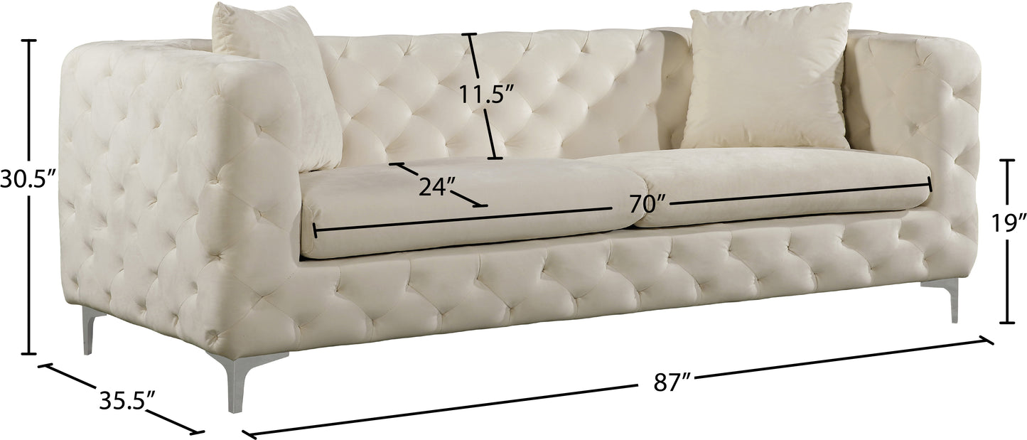 wayne cream velvet sofa s