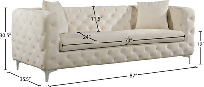 Wayne Cream Velvet Sofa S