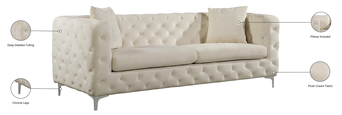 wayne cream velvet sofa s