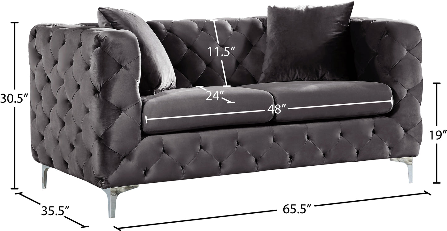 wayne grey velvet loveseat l