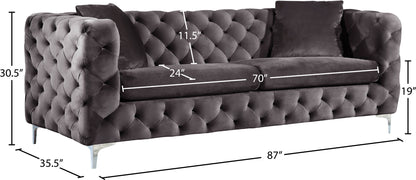 Wayne Grey Velvet Sofa S