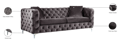 Wayne Grey Velvet Sofa S