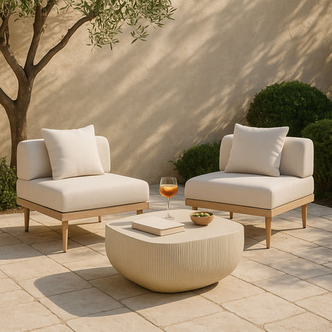Veda Beige Concrete Indoor/Outdoor Coffee Table, 1 Piece
