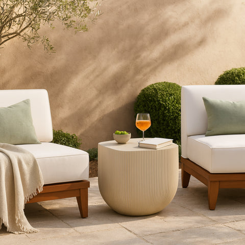 Veda Beige Concrete Indoor/Outdoor End Table, 1 Piece (Style 2)