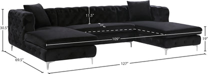 Pippa Black Velvet 3pc. Sectional Sectional