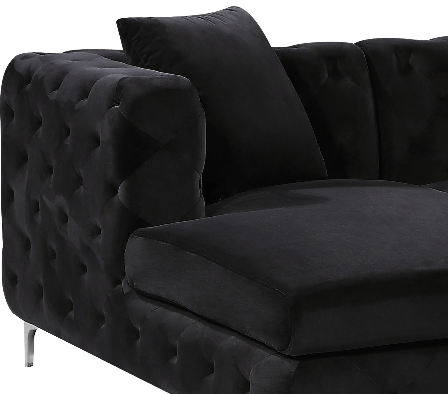 pippa black velvet 3pc. sectional sectional